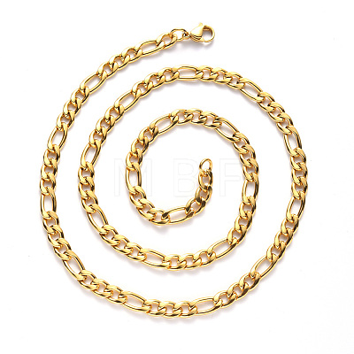 Vacuum Plating 304 Stainless Steel Figaro Chain Necklaces NJEW-S420-003A-G-1