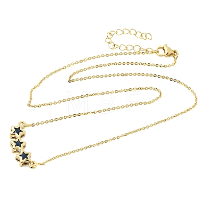 Brass Glass Triple Star Pendant Necklaces KK-CBAB173-03G-04-1