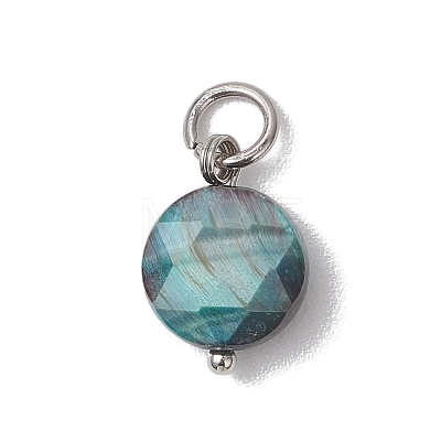Dyed Natural Tiger Eye Faceted Hexagonal Cut Pendants PALLOY-JF04800-01-1