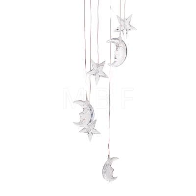 LED Solar Powered Star & Moon Wind Chime HJEW-I009-15-1