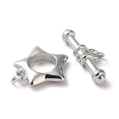Rhodium Plated 925 Sterling Silver Toggle Clasps STER-D005-06P-1