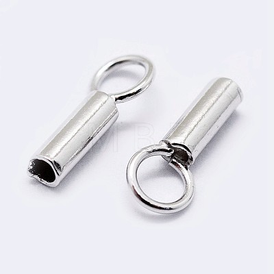 Anti-Tarnish Rhodium Plated 925 Sterling Silver Cord Ends STER-F036-21P-2.5mm-1