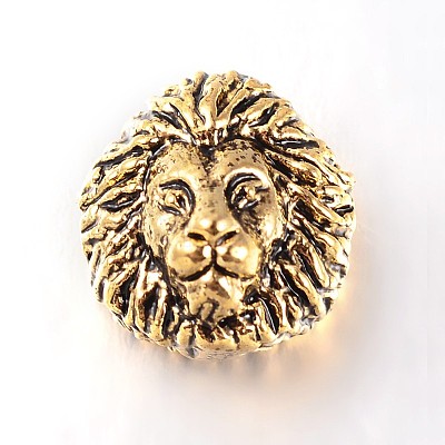 Tibetan Style Lion Head Alloy Beads LS-TIBEB-E074-02AG-1