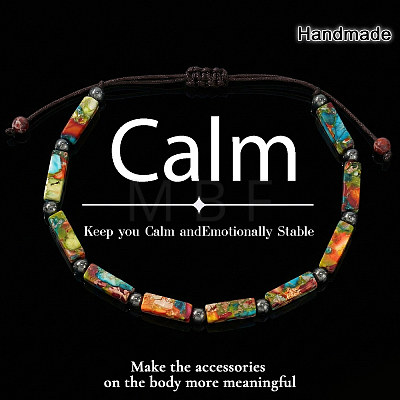 Adjustable Dyed Natural Imperial Jasper Cuboid Braided Bead Bracelets for Women SW5037-1