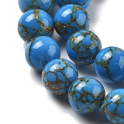 Synthetic Gold Line Turquoise Beads Strands G-A255-A03-01A-1