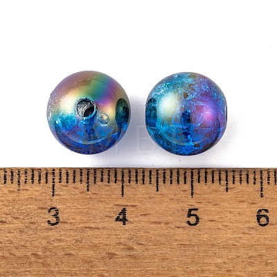 UV Plating Rainbow Iridescent Acrylic Crackl Beads PACR-C009-02A-1