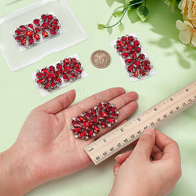4Pcs Flower Alloy & Glass Rhinestone Applques DIY-MA0007-20B-1