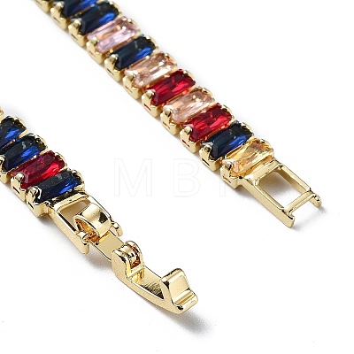 Rack Plating Brass Micro Pave Cubic Zirconia Chain Bracelets with Fold Over Clasps BJEW-C052-02G-01-1