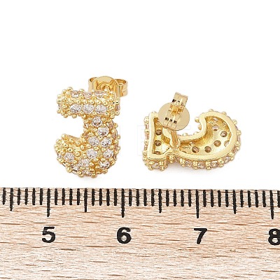 Brass Micro Pave Cubic Zirconia Stud Earrings EJEW-Z091-04G-J-1