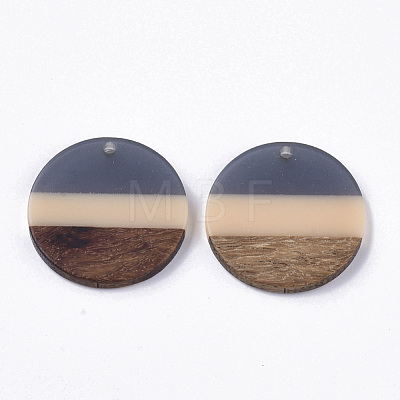 Two Tone Transparent Resin & Walnut Wood Pendants RESI-S358-78-A01-1