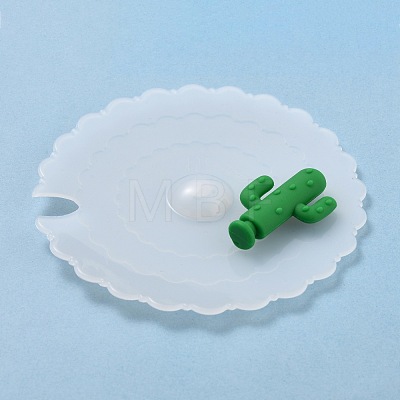 Cactus Food Grade Silicone Cup Cover Lid AJEW-G031-05-1