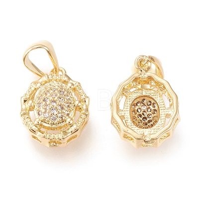 Brass Micro Pave Clear Cubic Zirconia Pendants ZIRC-L096-23G-1