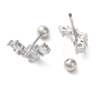 Star Brass Micro Pave Clear Cubic Zirconia Ear Plug Gauges EJEW-L289-01P-02-1