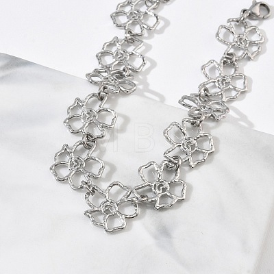 Hollow Hammered 304 Stainless Steel Link Chain Bracelets for Women BJEW-F539-01C-P-1