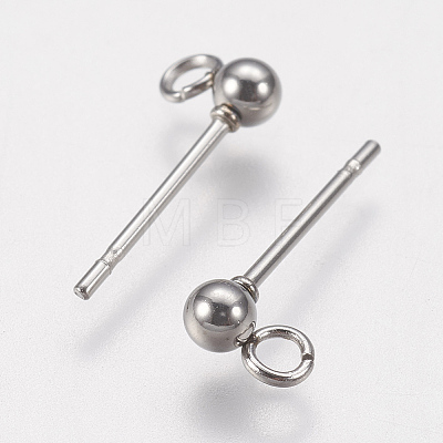 202 Stainless Steel Ball Stud Earring Findings X-STAS-F141-06P-3mm-1