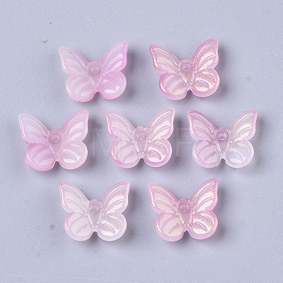 Transparent Spray Painted Glass Charms GLAA-T016-21D-1