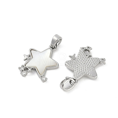 Natural White Shell Star Pendants KK-U043-22P-02-1