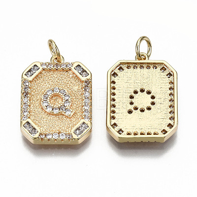 Brass Micro Pave Clear Cubic Zirconia Pendants KK-S356-234Q-G-NF-1