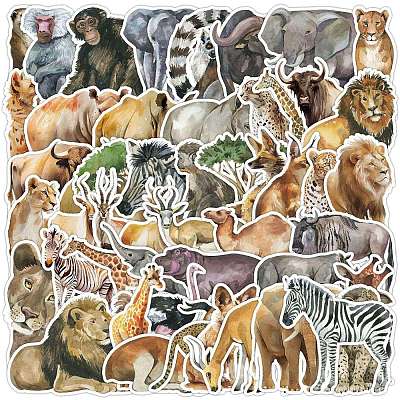 50Pcs African Animals Waterproof PVC Sticker Labels PW-WG32153-01-1