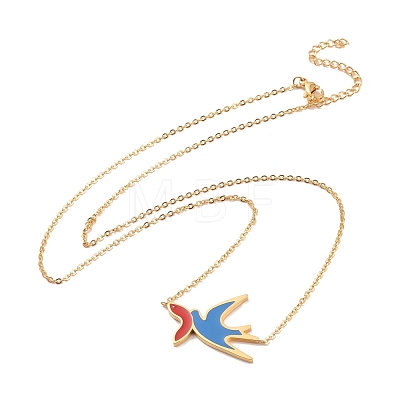 Colorful Enamel Swallow and Fish Pendant Necklace NJEW-G019-01-1