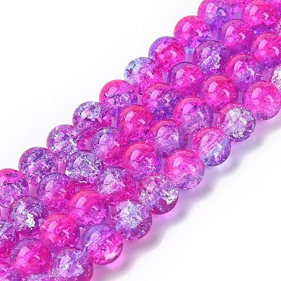 1 Strand Transparent Crackle Glass Round Beads Strands X-CCG-Q002-10mm-09-1