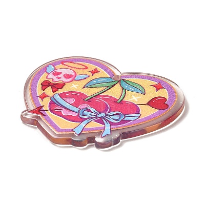 Valentine's Day Transparent Printed Acrylic Pendants OACR-Q187-01A-1