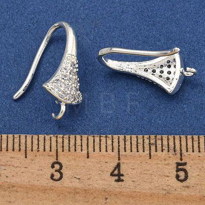 Brass Micro Pave Clear Cubic Zirconia Earring Hooks KK-R149-22S-1