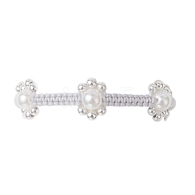 ABS Plastic Imitation Pearl & Electroplate Non-magnetic Synthetic Hematite Beads Braided Bead Bracelets for Women BJEW-JB12916-1