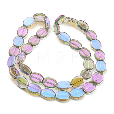 Half Rainbow Plated Electroplate Transparent Glass Beads Strands EGLA-G037-05A-HR01-1