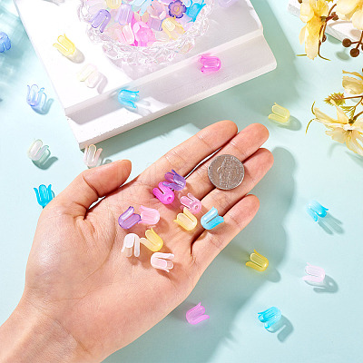 450Pcs 9 Colors Transparent Acrylic Beads Caps OACR-TA0003-07-1