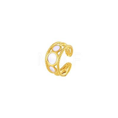 304 Stainless Steel Enamel Cuff Open Rings for Women WGC62C5-02-1
