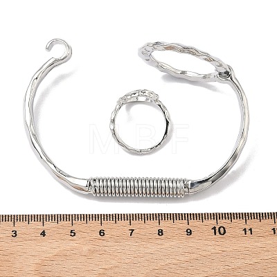 Ring Braaa Hammered Cuff Bangle & Ring Sets SJEW-C008-01P-1