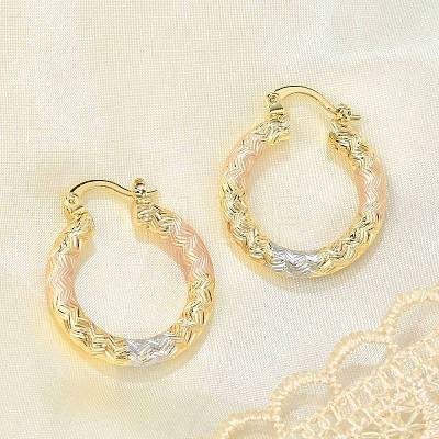 Brass Two Tone Hoop Earrings EJEW-B117-06C-M-1