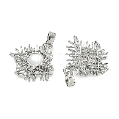 Brass Micro Pave Clear Cubic Zirconia Pendants KK-A294-09P-1