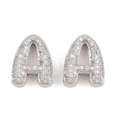 Brass Micro Pave Clear Cubic Zirconia Beads KK-D232-23P-1
