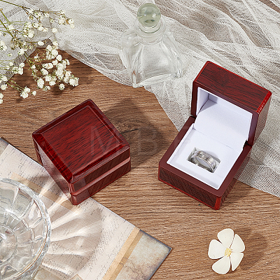 Square Wooden One Championship Ring Display Box CON-WH0095-71B-1