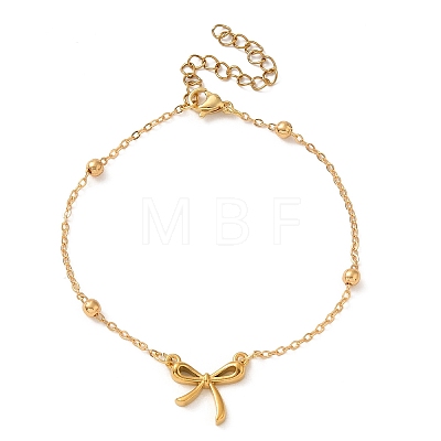 Bowknot Brass Link Bracelets for Women BJEW-TA00537-1