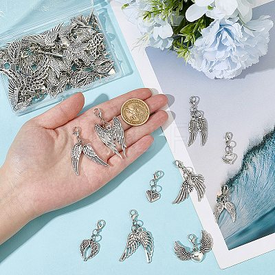 60Pcs Wing Alloy Pendant Decorations HJEW-ME00122-1