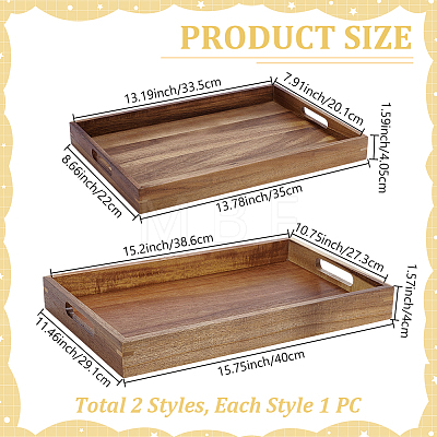 2Pcs 2 Styles Wood Storage Trays AJEW-BC0011-19-1