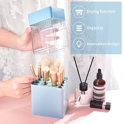 ABS with Plastic Cosmetic Brush Storage Container AJEW-WH0168-18A-1