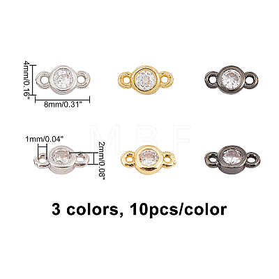 CHGCRAFT 30Pcs 3 Colors Brass Micro Pave Cubic Zirconia Links KK-CA0001-36-1