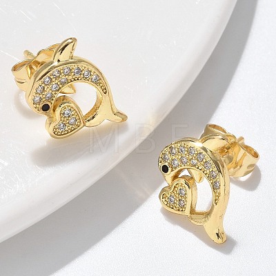 Micro Pave Cubic Zirconia Stud Earrings EJEW-D305-05G-1