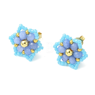 Natural Malaysia Jade Stud Earrings EJEW-MZ00742-02-1