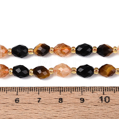 Natural Obsidian & Citrine & Tiger Eye Beads Strands G-N358-04A-05-1