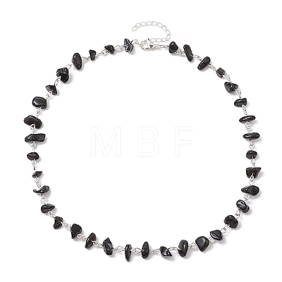 Natural Obsidian Chip Beaded Necklaces NJEW-JN05140-04-1