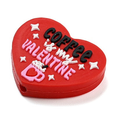 Valentine's Day Heart & Word Silicone Focal Beads SIL-A005-05-1