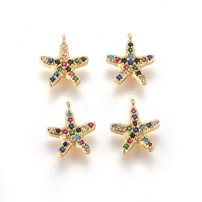 Golden Tone Brass Micro Pave Cubic Zirconia Charms ZIRC-L075-10A-G-1