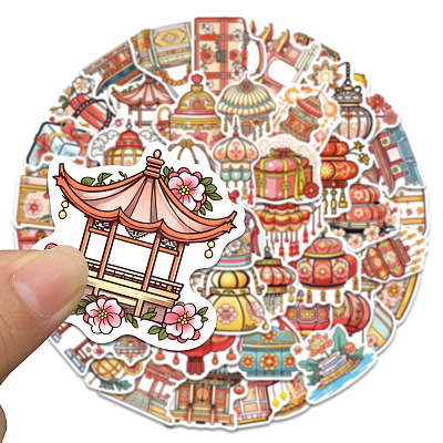 50Pcs Antique Theme PVC Waterproof Self-Adhesive Stickers PW-WG22100-01-1