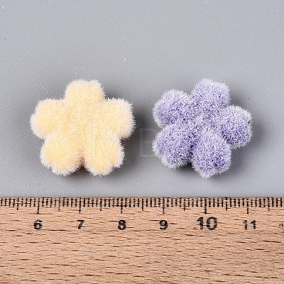 Flocking Opaque Acrylic Flower Beads OACR-T030-06M-1