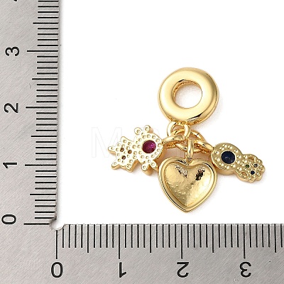 Rack Plating Brass Pave Colorful Cubic Zirconia European Dangle Charms KK-P279-43G-1